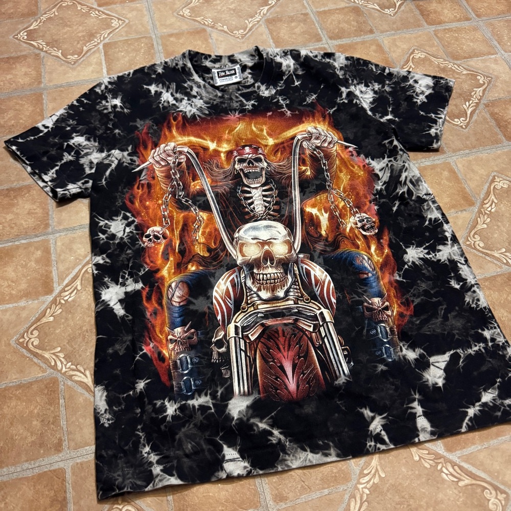 Vintage The Roxx "Ride to Hell" Biker Tee - Double Sided Graphic - Size M